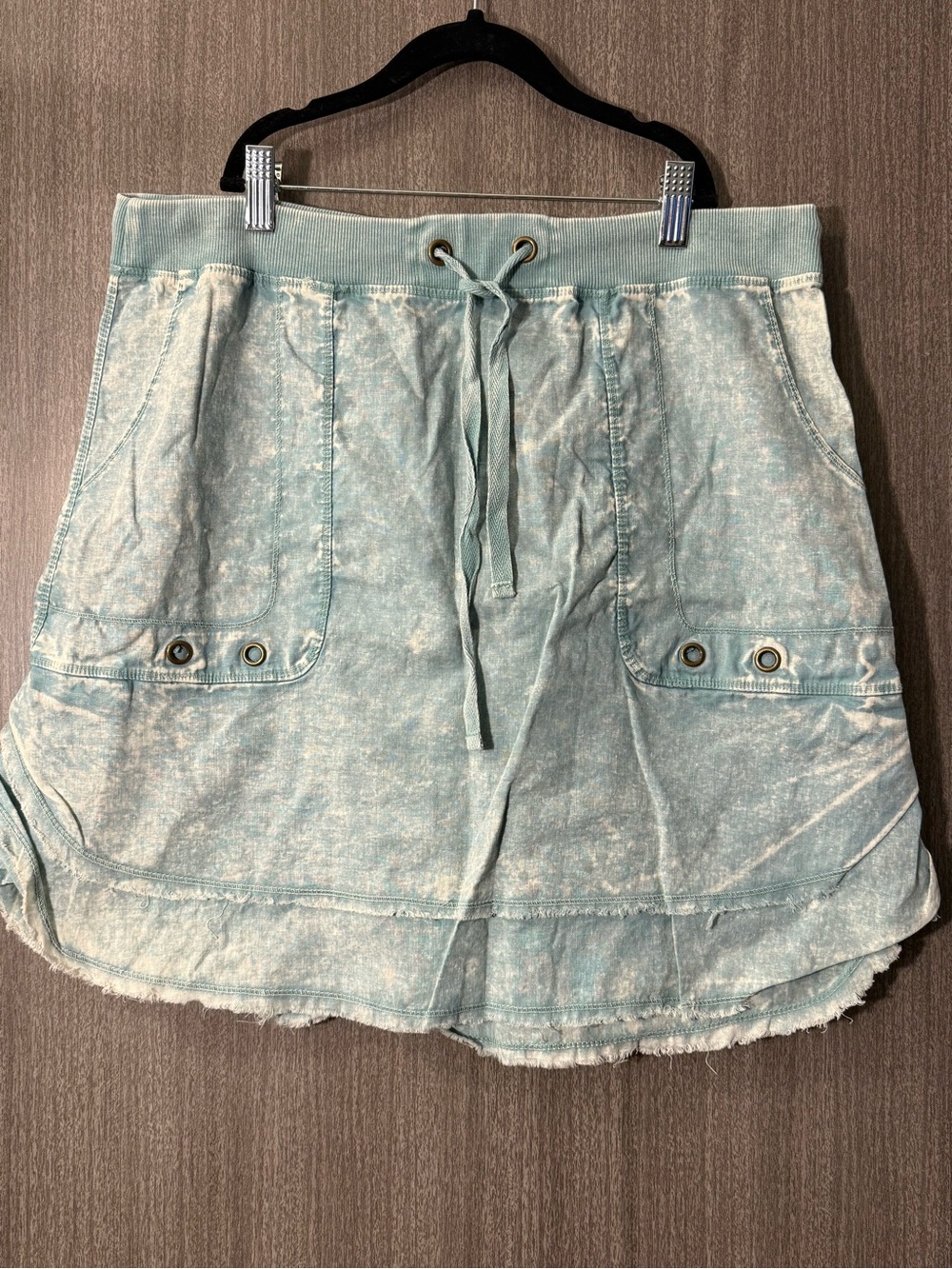 XCVI Light Aqua Washed Drawstring Skirt